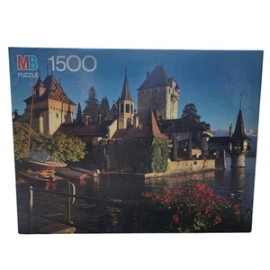 Vintage MB York Puzzle 1500pc Oberhofen Castle Switzerland 1988 Complete NIB - Picture 1 of 6