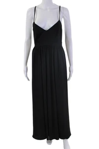 J Crew Womens Back Zip Spaghetti Strap V Neck Maxi Dress Black Size 00 - Picture 1 of 9