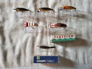Señuelos de pesca de madera de colección x 6 sábalo lisiado verdadero temple, Kassnar, pez plano - Imagen 1 de 8