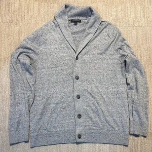 Cárdigan suéter Banana Republic para hombre gris medio chal cuello abotonado - Imagen 1 de 8