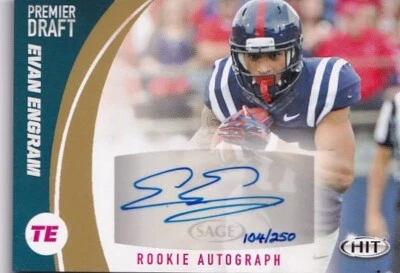2017 SAGE HIT Premier Draft Autographs Gold #A37 Evan Engram 104/250 - Image 1 of 2