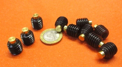 Kmac Alloy Steel Set Screws, Brass Tip, 1/2-13 x 1/2" Thread Length, 10 Pcs