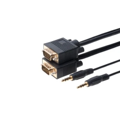 6FT SVGA Video Cable + 3.5mm Audio Male to Male Aux Jack PC Display Monitor Cord - Image 1 of 4