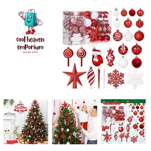 130 Pcs Christmas Tree Ornaments Set Assorted Hanging Ornaments Ball Set with... - Picture 1 of 8