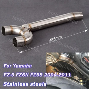 For Yamaha FZ6 FZ6N FZ6S 2004-2011 Exhaust Muffler Tips Slip On Mid Link Pipe - Picture 1 of 8