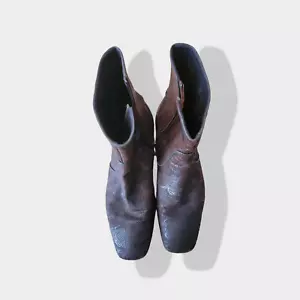Prada Leather Boots 10 US 11 Brown Soft Flowers Cotto Embroidered - Picture 1 of 14