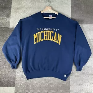 Vintage Russell Athletic Embroidered University Of Michigan Sweatshirt Men's 2XL - Picture 1 of 8