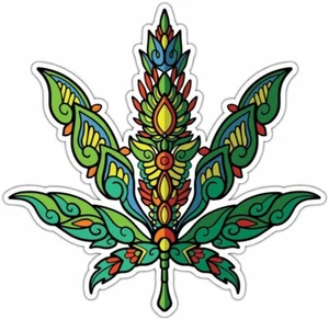 Cute Colorful Weed Cannabis Zentangle Mandala Bumper Window Sticker Decal 4.6" - Bild 1 von 1