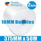 2 Rolls 375Mm X 50M Meters Bubble Wrap Roll Bubblewrap - Clear 10Mm Bubble