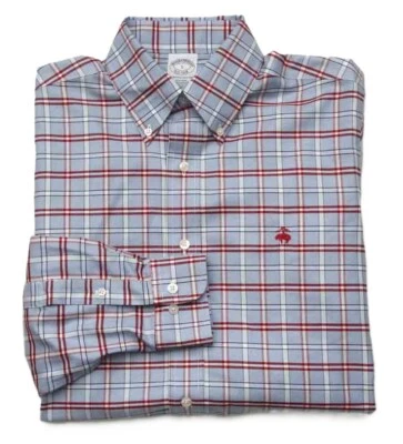 Camisa de algodón Brooks Brothers Supima azul a cuadros para niño talla pequeña nueva sin etiquetas Foto 1 de 3