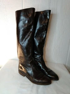 Charles David Women's Sz 7 B Brown Leather Riding Boots Vibram Soles FLAWS - Picture 1 of 12