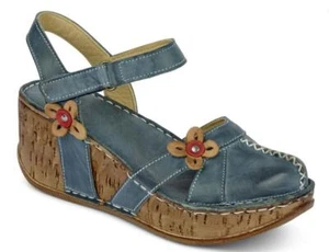 GEMINI Damen Schuhe Keil-Sandalette Leder blau 31010 Gr 38 39 40 Weite G NEU  - Bild 1 von 5