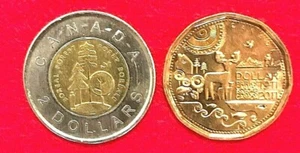 2011 CANADA $2 BOREAL FOREST & $1 PARKS CANADA COINS - 2 COIN SET - AU CONDITI - Picture 1 of 4