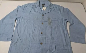 St Johns Bay Pajama Shirt L Blue Button Up Long Sleeve Sleepwear - Picture 1 of 5