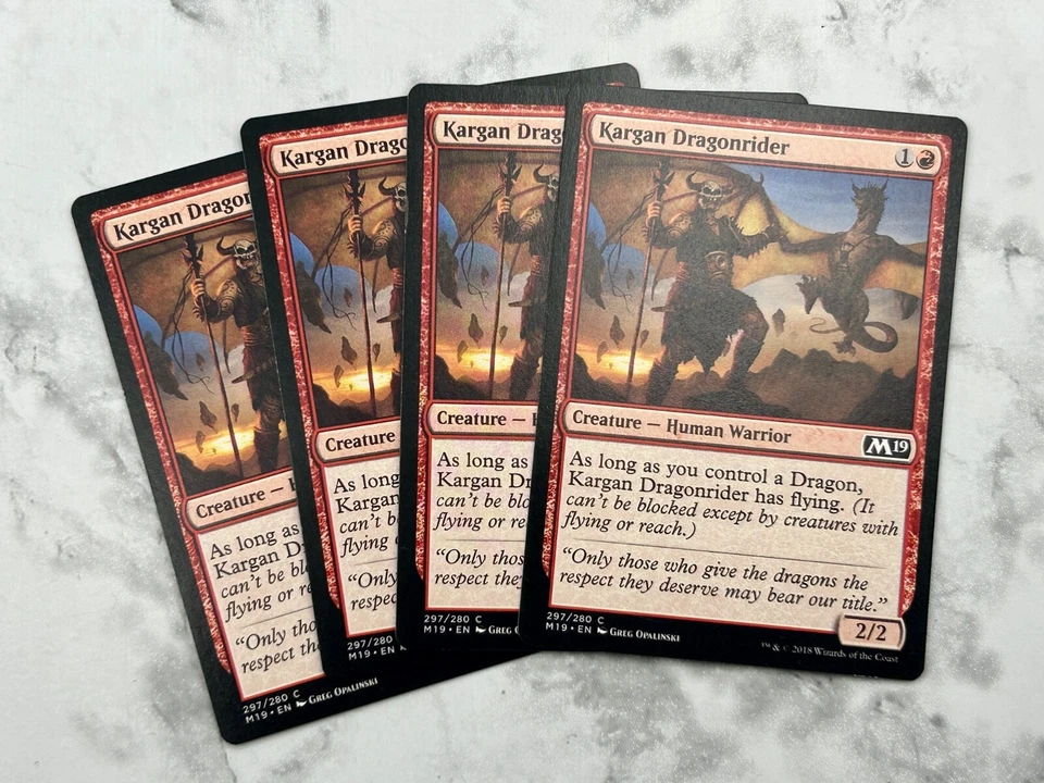 4x Kargan Dragonrider x4 Core Set 2019 M19 - MTG Magic- 4 Card Playset - NM / LP - Image 1 of 1
