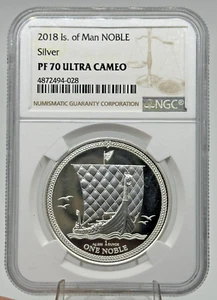 2018 Isle of Man NOBLE 1oz Silver Coin - NGC Proof PF 70 Ultra Cameo - Picture 1 of 2