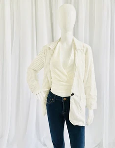 NWT Anthropologie Drew Narrow Stripe White Linen Blazer Linen Blend Size XS - Picture 1 of 5