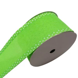 Green Wired Edge Ribbons 2.5" 10 Yards Solid Wired Edge Decoration Ribbon Fab... - Picture 1 of 6