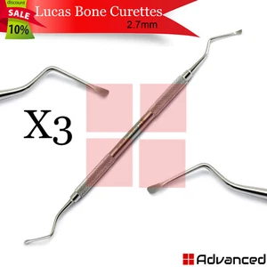 3Pcs Lucas Bone Curettes 2.7mm Periodontal Curettes Tooth Cleaning Instruments - Picture 1 of 1