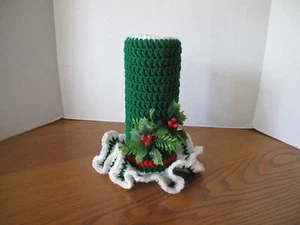 Vintage Christmas Crochet Candle Decoration Handmade Old Pringle's Chips Can - Picture 1 of 7