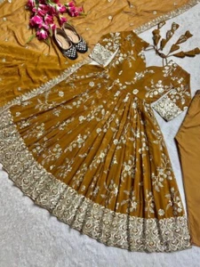 Mujeres Indio Hermoso Diseñador Anarkali Georgette Readymade Eid Trajes Festivos - Imagen 1 de 5