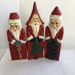 Trio von aufklappbaren Weihnachtsmann Figuren Schlüsselbaum Sack Spielzeug 6x5" - Bild 1 von 2