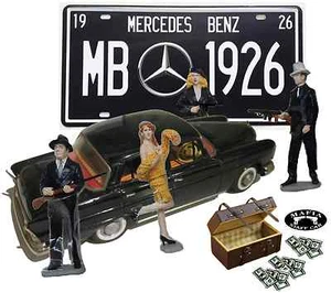 Vintage Tin Fiction Car Mercedes Benz 220-S (Cragstan Finny) Mafia Theme Diorama - Picture 1 of 10