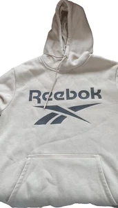 Reebok Hoodie Small Beige  Fleece Logo Long Sleeve Pullover NWOT - Picture 1 of 8