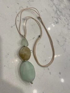 J. Jill Serene Green Trio Bead Stone Stacked Pendant Necklace - Picture 1 of 6