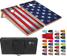 Set of 4'x2' American Flag Combo Cornhole Boards w/ 8 Cornhole Bags