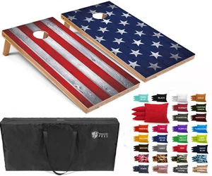 4'x2' Set amerikanische Flagge Combo Cornhole Bretter mit 8 Cornhole Taschen - Bild 1 von 5