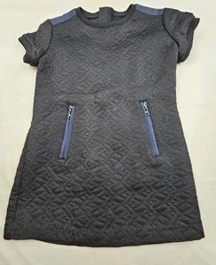 Karl Lagerfeld Kids Dress Girls 4 Quilted Black w Blue Zipper Pockets Back Zip - Picture 1 of 6