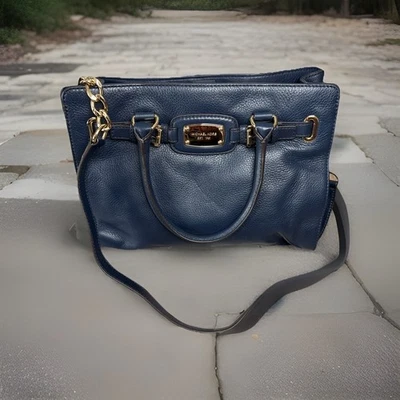 Bolso de Mano Michael Kors Hamilton East West Cuero Azul Cartera/Hombro Foto 1 de 4