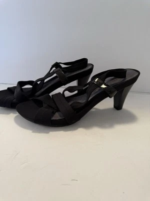 Etienne Aigner Black Strapy Sandals Size 10 Heeled Open Toe Ankle Sling preowned - Image 1 of 4