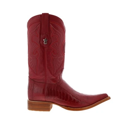 Botas de pierna de avestruz Los Altos XXX-Toe para hombre rojas anchas botas occidentales de vaquero Foto 1 de 4