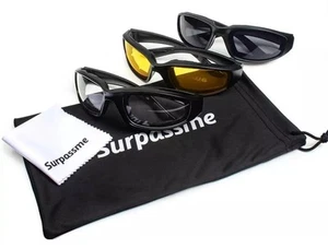 Surpassme 3 Pair Motorcycle Riding Glasses Padding Goggles UV Wind-Dustproof NEW - Picture 1 of 6