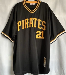 Mitchell Ness Roberto Clemente #21 Pittsburgh Pirates Jersey 1971 SIZE 60 Black - Picture 1 of 10