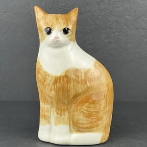 Vintage N.S. Gustin Co Ceramic Folk Art Tabby Orange White Painted Cat Statue - Picture 1 of 13