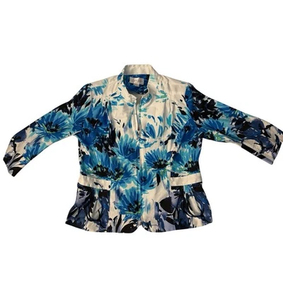 NUEVA Chaqueta Erin London Cremallera Completa Azul/Blanco Ajustable Cintura Cintada Nueva Sin Etiquetas Talla S 3/4 Foto 1 de 4