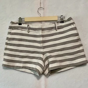 Ann Taylor Signature Women’s Shorts Preppy Maroon White Gray Striped Size 8 - Picture 1 of 10