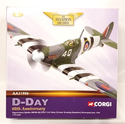 AA31906 CORGI AVIATION SUPERMARINE SPITFIRE US NAVY D-DAY 60th ANNIVERSARY 1:72 - Image 1 of 2