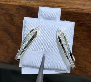 14k Solid Yellow Gold Natural Diamond 0.22CT Hoop Earrings. Was $2900 - Picture 1 of 10