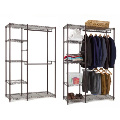 2 x Clothing Rails in Bronze Wire 5 Tier Wardrobe1818mm H x 1203mm W x 457mm D - Image 1 of 2