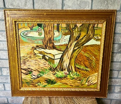 Rendition of The Bench At Saint-Remy Vincent Van Gogh Oil on Canvas Framed - Image 1 of 4