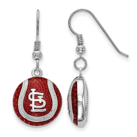 SS St. Louis Cardinals Enameled Baseball Dangle Earrings Cover