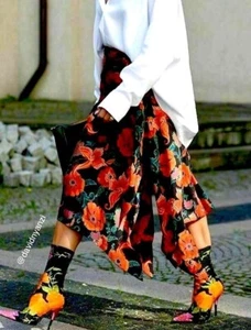 ZARA SKIRT LONG FLORAL PRINT SKIRT FLOWING SILKY MIDI SKIRT XS new - Picture 1 of 14