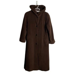 Coastlines Women's Brown Winter Plush Button Hooded Overcoat - Picture 1 of 7