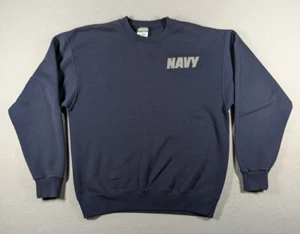 Vintage US Navy Shirt Adult Large Blue Sweatshirt Official PT Physical Fitness - Picture 1 of 9