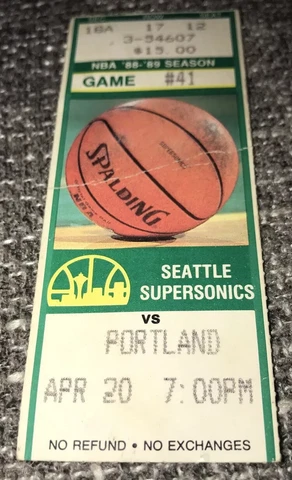 Seattle Super Sonics Portland Trail Blazers 4/20/89 Torn NBA GAME Ticket Stub Cover