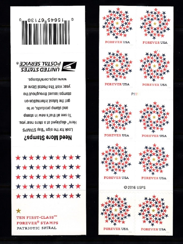 USA BOOKLET FOREVER SC# 5131a PATRIOTIC SPIRAL - 10 S.A. MNH - PL# P1111 - Image 1 of 1